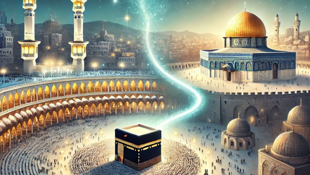 মেরাজ পৃথিবীর ইতিহাসের সবচেয়ে রহস্যময় এবং আবেগময় রজনী। ছবি: কৃত্রিম বুদ্ধিমত্তার সাহায্যে বানানো