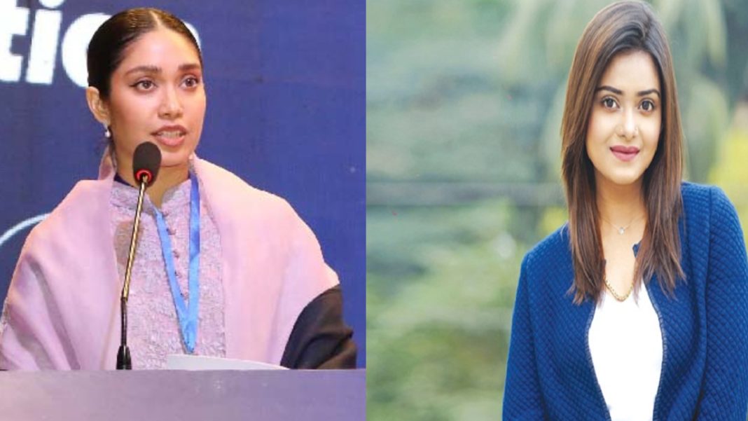 প্রধানমন্ত্রীকন্যা জাইমা রহমান ও অভিনেত্রী তানজিন তিশা। ছবি: সংগৃহীত